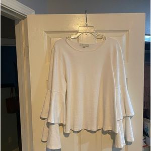 White long sleeve top with tulip sleeves!